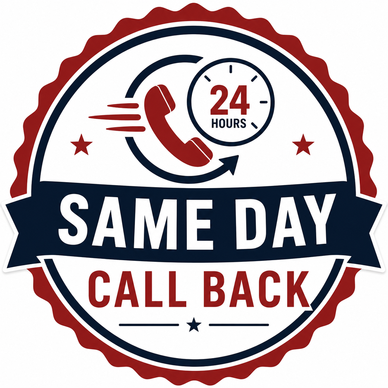Same day call back within 24 hours badge